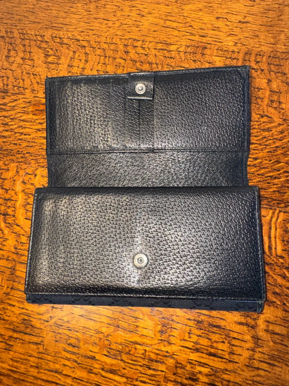 Gucci Black GG Monogram Canvas Long Wallet w/COA